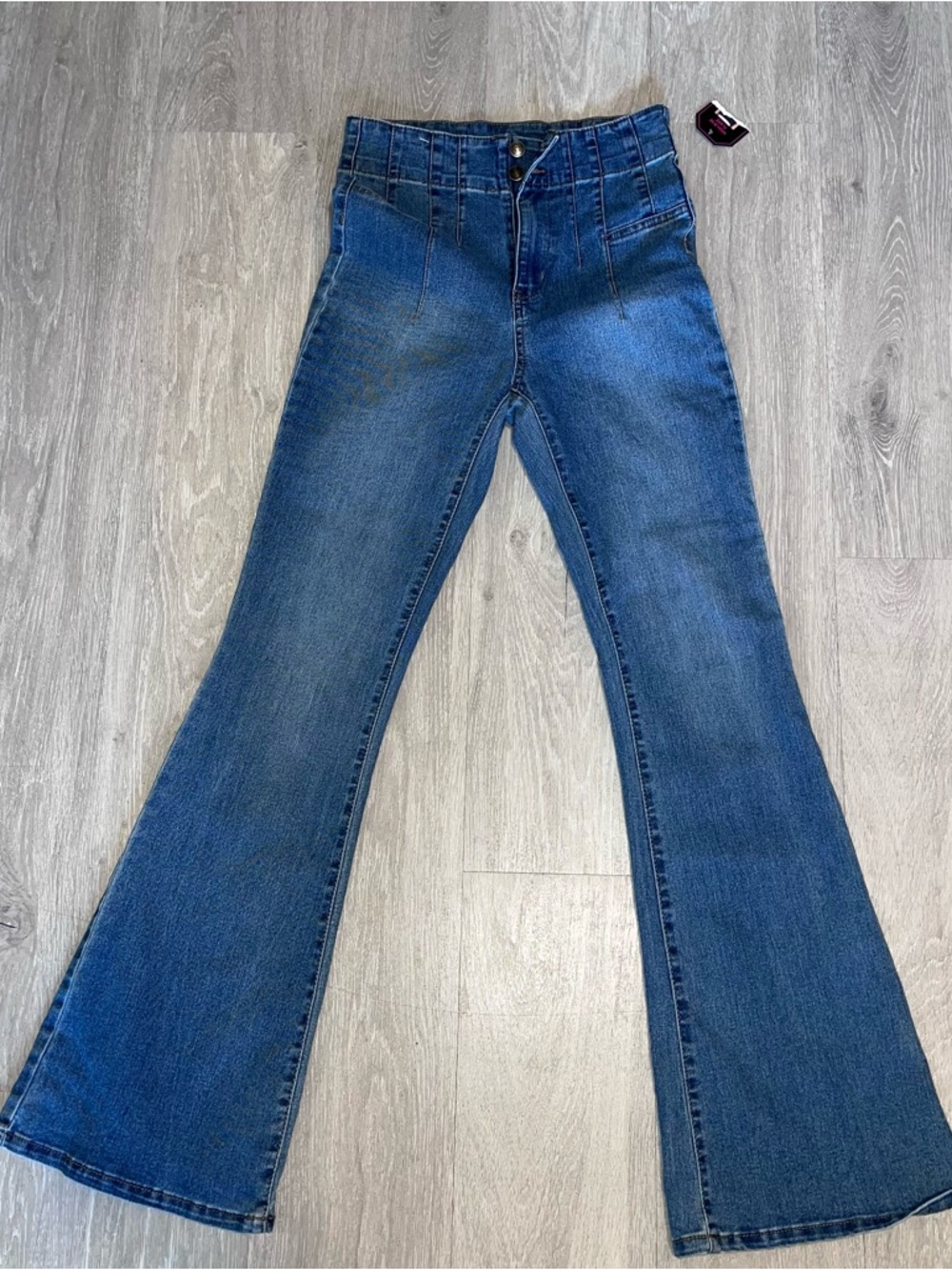 No Boundaries High-Rise Flared Women's Jeans Size Small Blue Stretchy